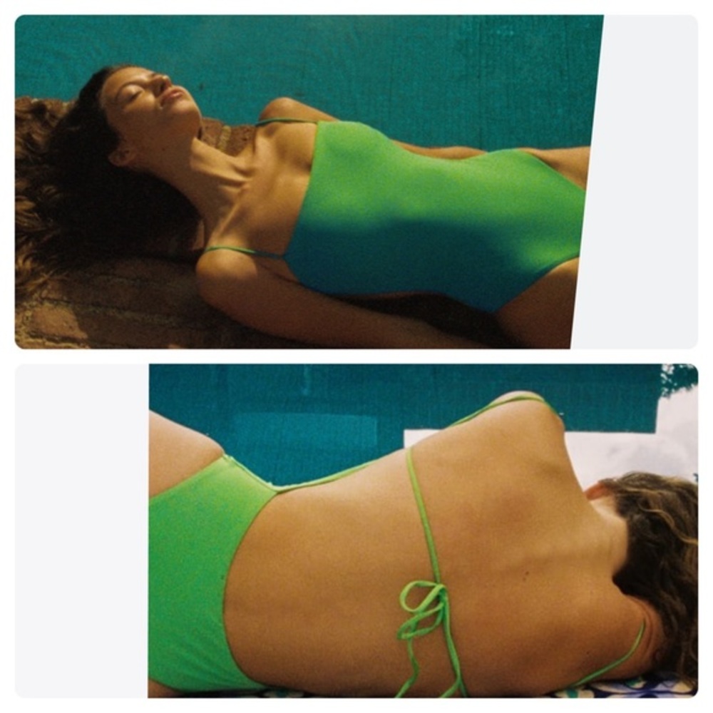 Zara NWT green straight neck swimsuit